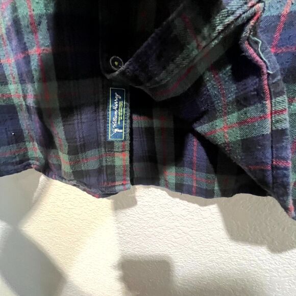 William Murray Golf Flannel Shirt Mens L Multicolor Plaid Cotton Stretch Pleated - Picture 9 of 16